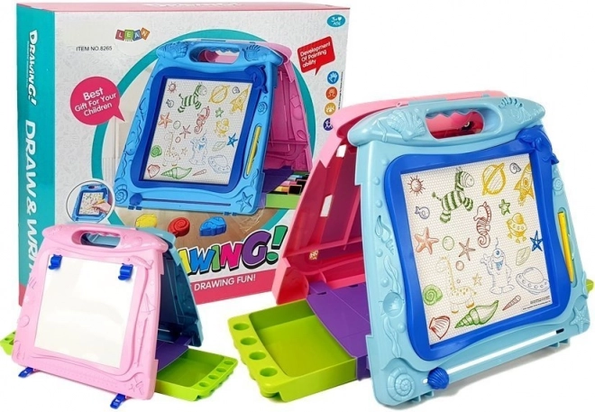 Двустранна детска дъска за рисуване с магнит и флумастери