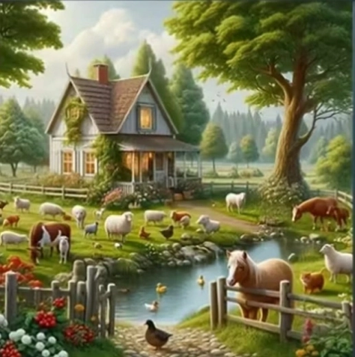 Norimpex диамантено рисуване Селска къща с животни 30 × 40 см