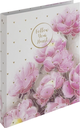 Класьор A4 с ламинация, 4 ринга, Romantic magnolie