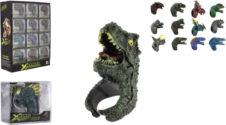 Adjustable children's dinosaur ring, plastic, 2 × 4 cm (assorted designs)