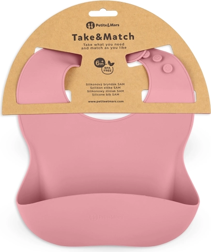 Petite&Mars silicone bib Take&Match Dusty Rose 6m+