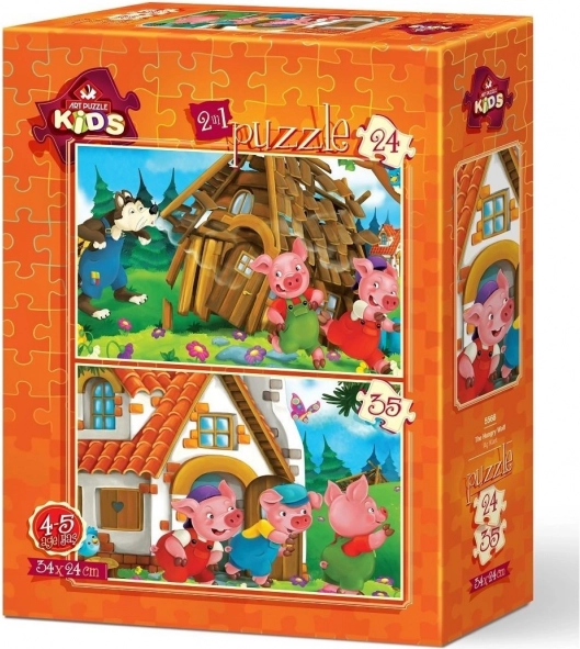 ART PUZZLE Трите прасенца – комплект 2 пъзела (24 и 35 части), 34 × 24 см