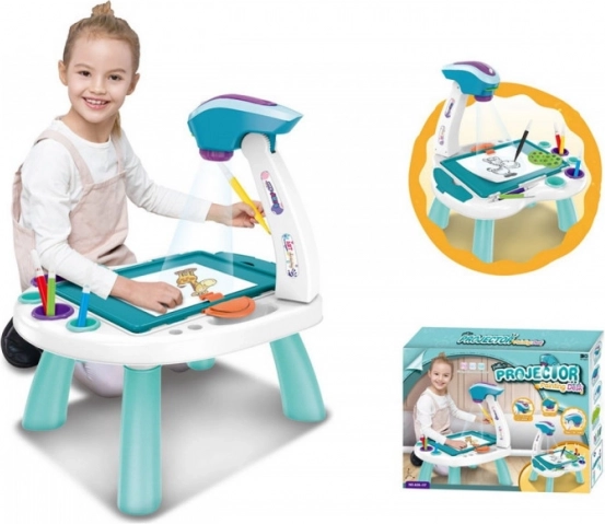 Children's table with projector – White-turquoise