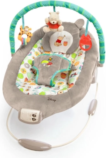 Вибриращо шезлонгче с мелодии DISNEY Baby WINNIE THE POOH Dots & Hunny, 0m+, до 9 kg