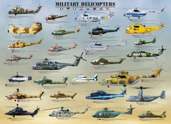 Пъзел военни хеликоптери XL 500 части EUROGRAPHICS