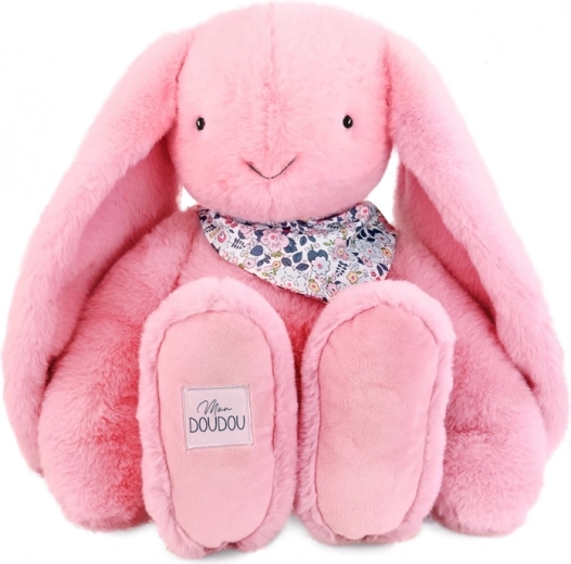 Doudou plush rabbit with pink scarf