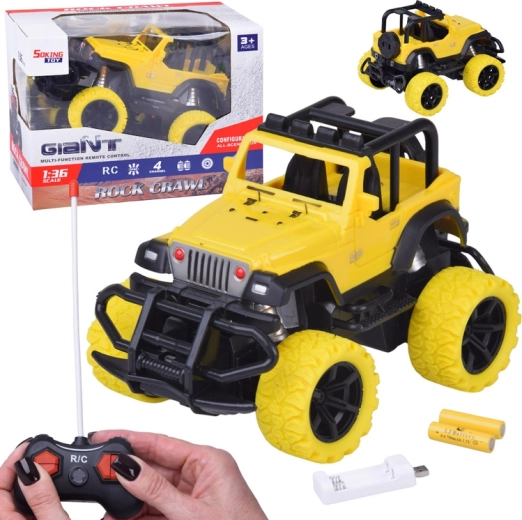 RC off-road car 1:36 with LED, rubber tires and remote control