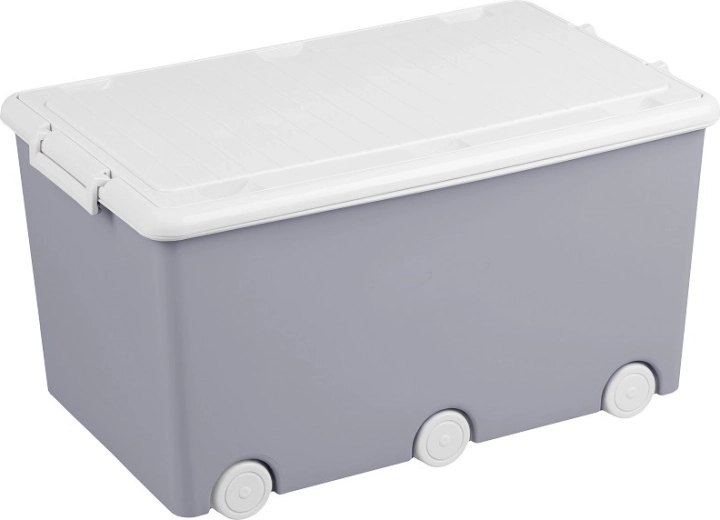Multifunctional rolling toy box Tega grey