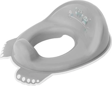 Children's non-slip toilet seat with owl motif – gray