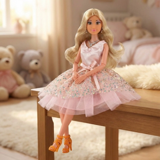 Elegant pink dress and accessories