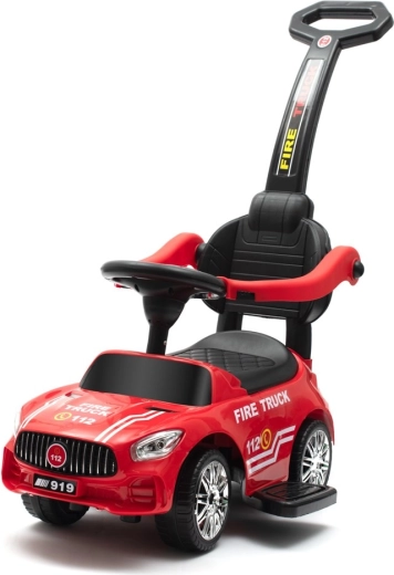 BABY MIX Firefighters red toddler ride-on with push bar