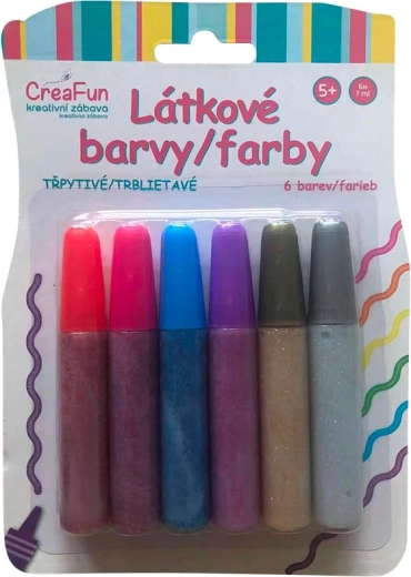 CreaFun текстилни бои с брокат – комплект 6×42 ml