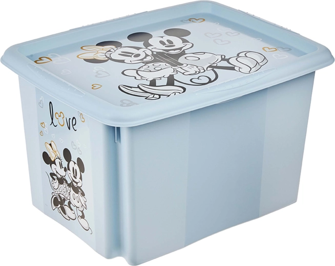 Plastic storage box with lid, Mickey, 30 l