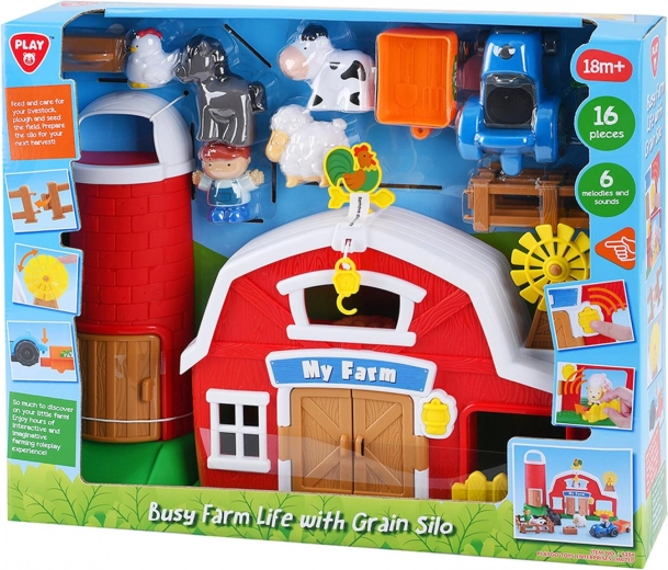 Toy farm with silo and accessories with sounds, plastic set 18m+