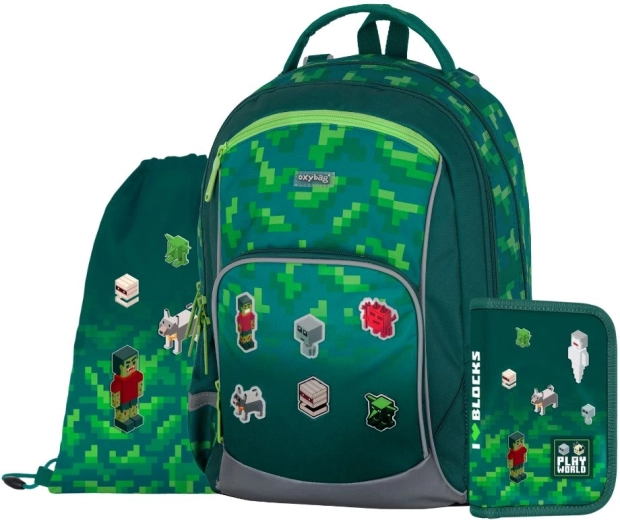 Ученически комплект OXYBAG OXY GO Playworld – раница, несесер и торбичка за спорт