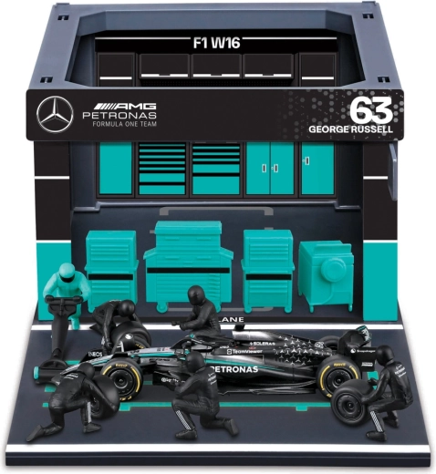 Bburago Formula racing f1 pit pass комплект Mercedes-AMG Petronas W16 2025 George Russell 1:43