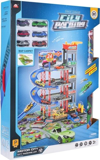 Mega multi-level parking garage with mat and accessories