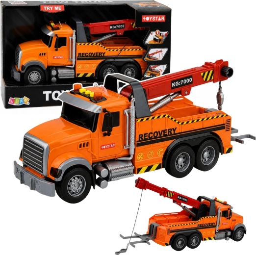 Toy tow truck with crane and hook, lights and sounds 1:18 - 1 piece