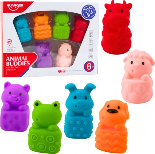 Soft rubber blocks and bath animals, set of 6 pcs