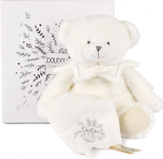 Подаръчен комплект Doudou: плюшено мече с одеялце, бежово