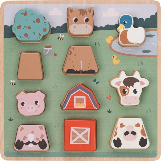 Wooden farm animals inset puzzle, 11 pieces – FREE2PLAY