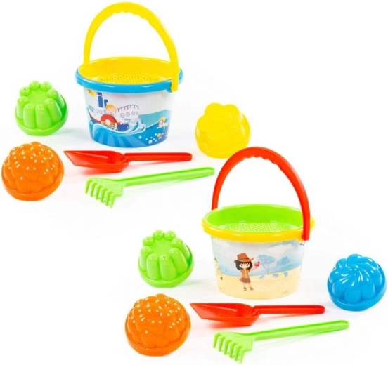 Children’s sand set with printed bucket, 7 pcs