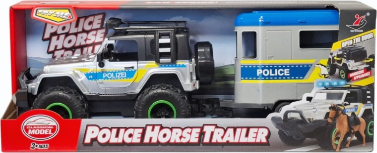 Police Off-Road Car with Horse Trailer, Lights and Sound