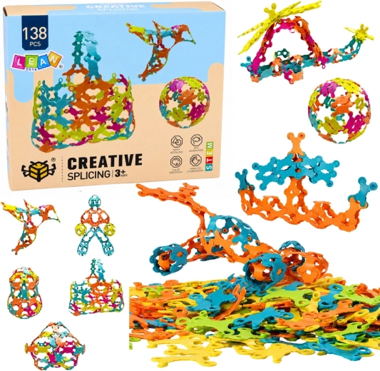 Creative construction building set with connecting pieces (138 pcs)