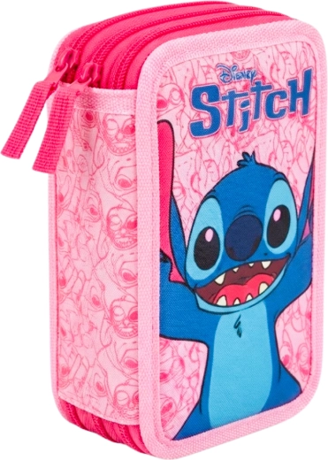 Three-tier equipped school pencil case Lilo & Stitch Stitch and Angel, pink