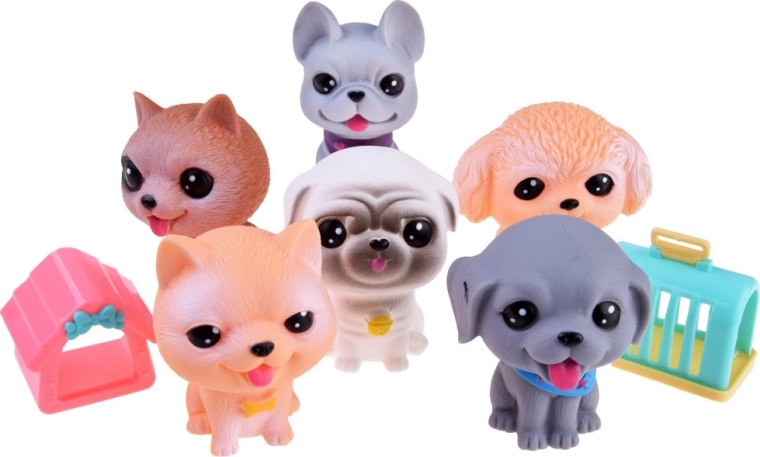 Set of Rubber Dog Figurines