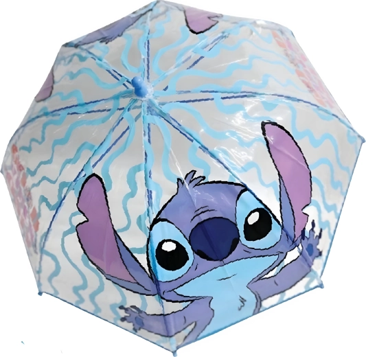 Прозрачен детски чадър Lilo & Stitch, светлосин