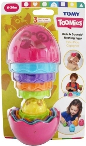 TOMY Toomies матрьошкови яйца Hide and Squeak розови