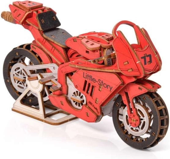 Little Story 3D Wooden Puzzle Grand Prix Red Motorcycle