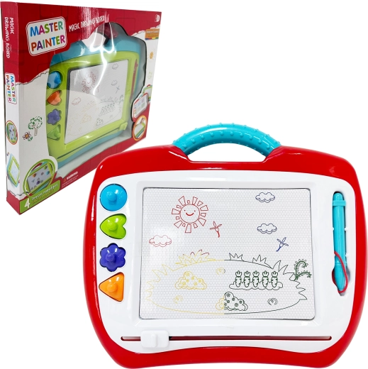 Голяма магнитна дъска за рисуване с печати – цветна