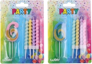 Парти свещ цифра 6 и 4 бр. свещички