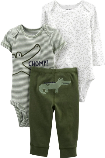 CARTER'S 3-piece set of bodysuits and sweatpants for boys Green Croc – PRO, size 46