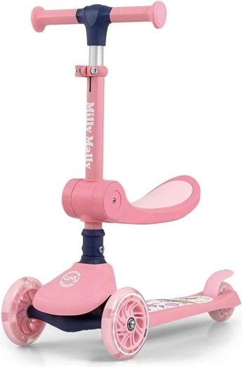 Three-wheel balance scooter with seat FUZZY pink