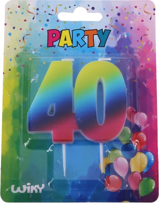 Рожденическа свещ цифра 40 в дъгови цветове