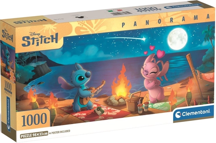 Панорамeн пъзел Lilo & Stitch – нощен лагерен огън 1000 части
