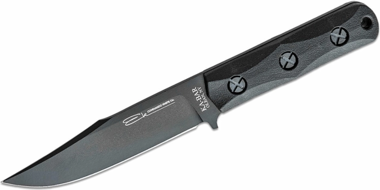 KA-BAR EK50 Commando Combat Knife, Short Clip Point, Black, Ultramid, Celcon Sheath