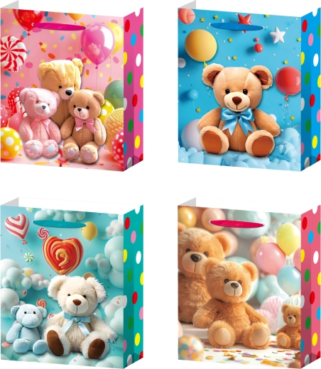 Gift Bag M with a Teddy Bear Motif for the Little Ones