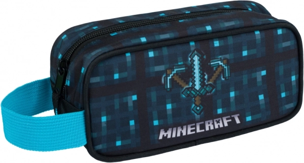 minecraft pencil case blue axe and sword