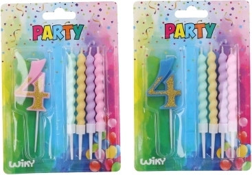 Парти свещ цифра 4 с 4 свещи