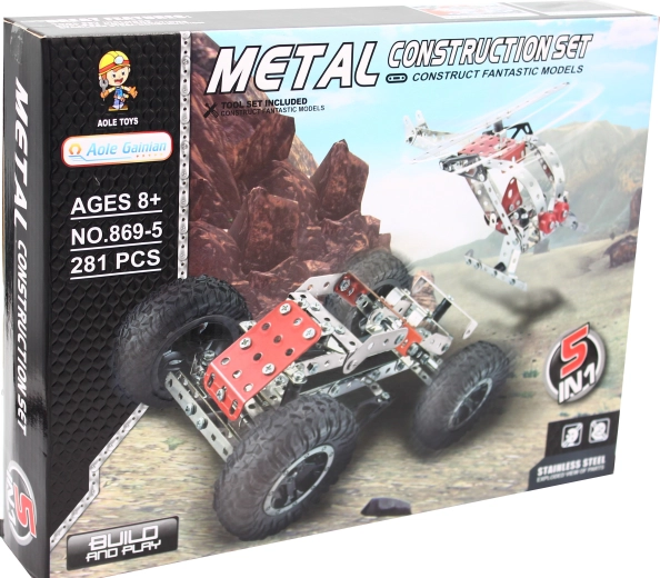 Metal construction set 5-in-1, 281 pieces