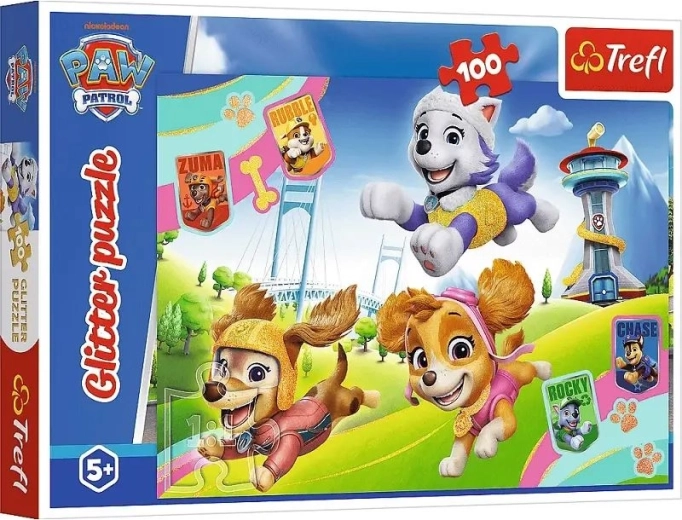 Glittery Paw Patrol Puzzle with 100 Pieces