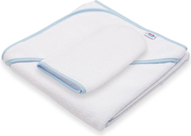 Детска хавлиена кърпа с качулка NEW BABY Basic 80 × 80 см бяло-синя