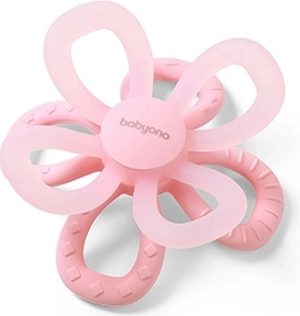 BabyOno силиконово гризало Flower, розово