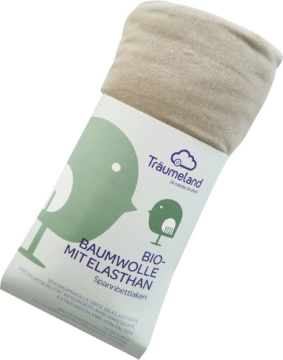 Träumeland чаршаф от био памук с еластан за количка 35 × 78 см, taupe