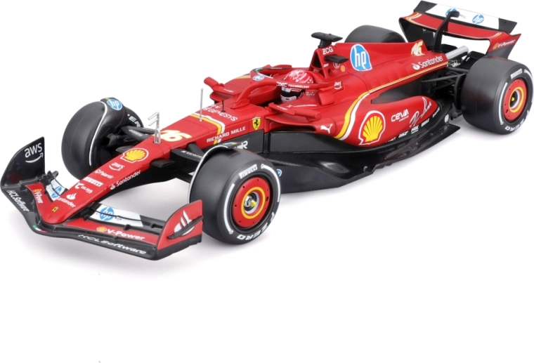 Bburago Ferrari SF-24 (2024) Charles Leclerc 1:24 in an acrylic display case