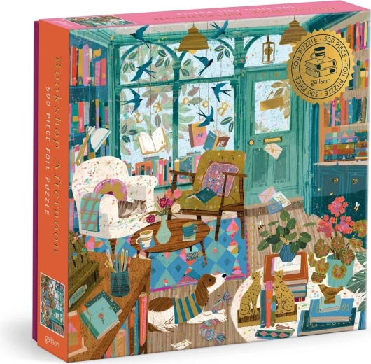 Metallic square puzzle Afternoon in the Bookstore 500 pieces